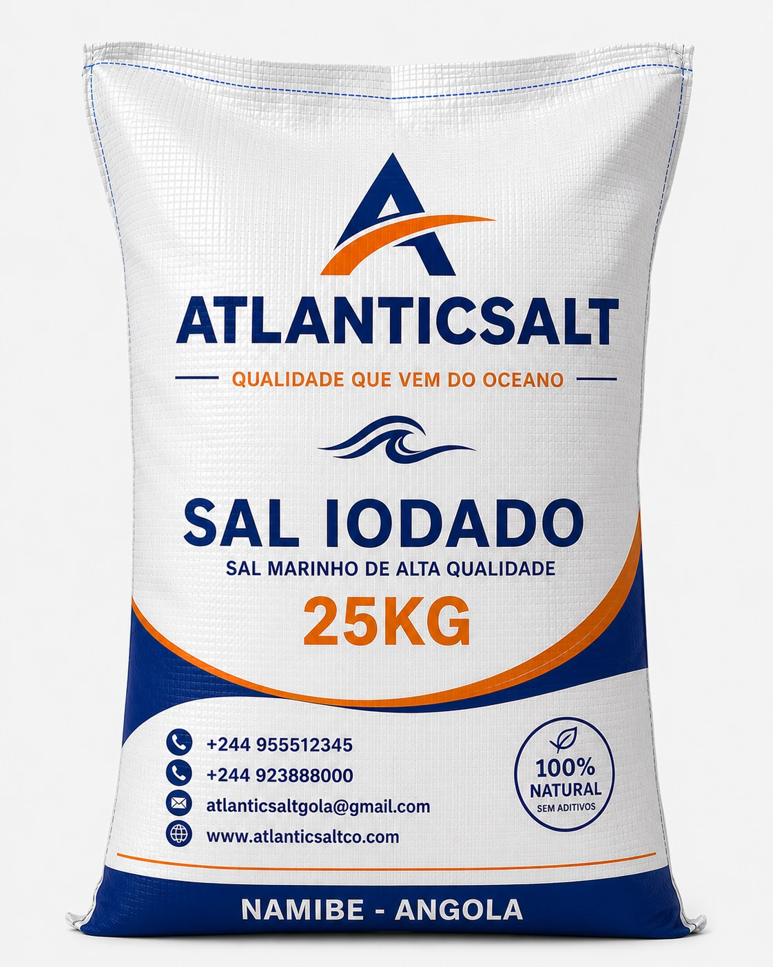 Sal Marinho Iodado ATLANTICSALT embalagem 25 kg