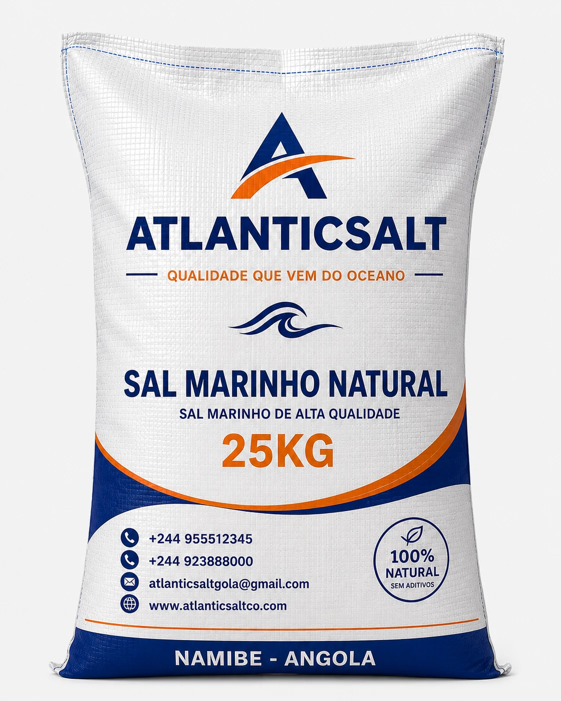 Sal Marinho Natural ATLANTICSALT embalagem 25 kg